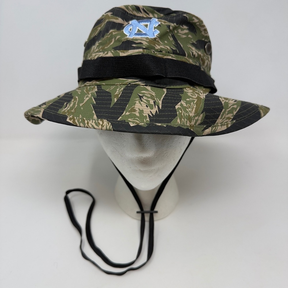 Vintage UNC Tar Heels Jordan Brand Tiger Camo Boonie Bucket Hat Men's Size S/M